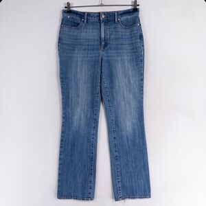 Talbots Jeans Womens Sz 8 Blue Medium Wash Denim Barely Boot Lightly Distressed